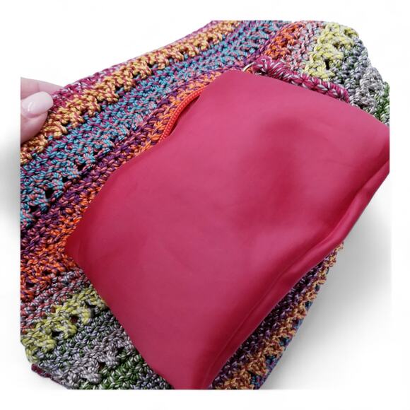 THE SAK "Tess" Sequoia Stripe Crochet Crossbody Boho Handbag - Picture 7 of 11